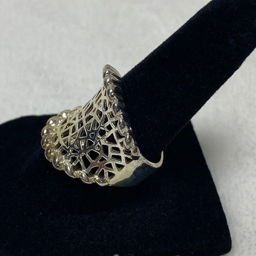 Sterling Silver‎ Filigree Open Weave Geometric Ring Statement Ring Size 7